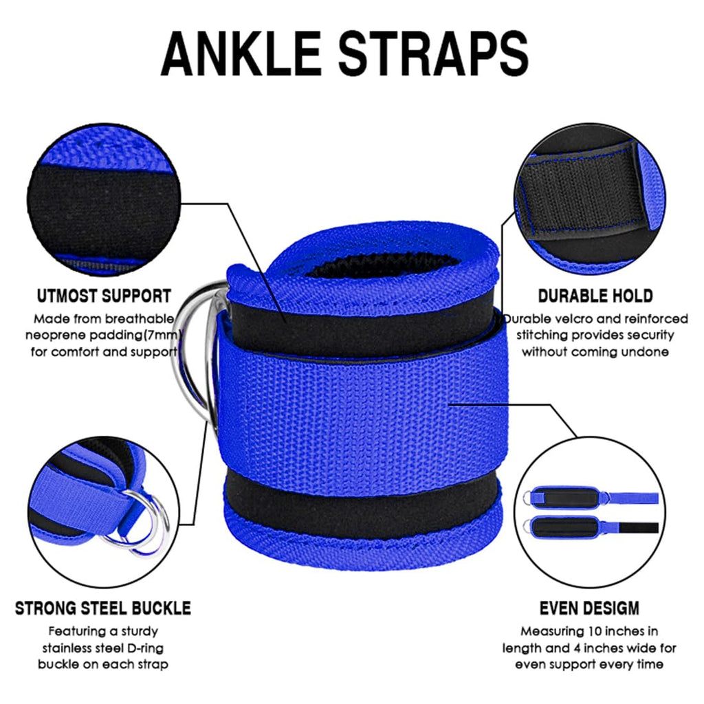 Ankle Straps Ankle Resistance Bands Wrist Cuffs Padded Straps Adjustable Fitness Glute Kickback D-Ring for Cable Machine Gym Foot Leg Training Brace Support 1 Pair