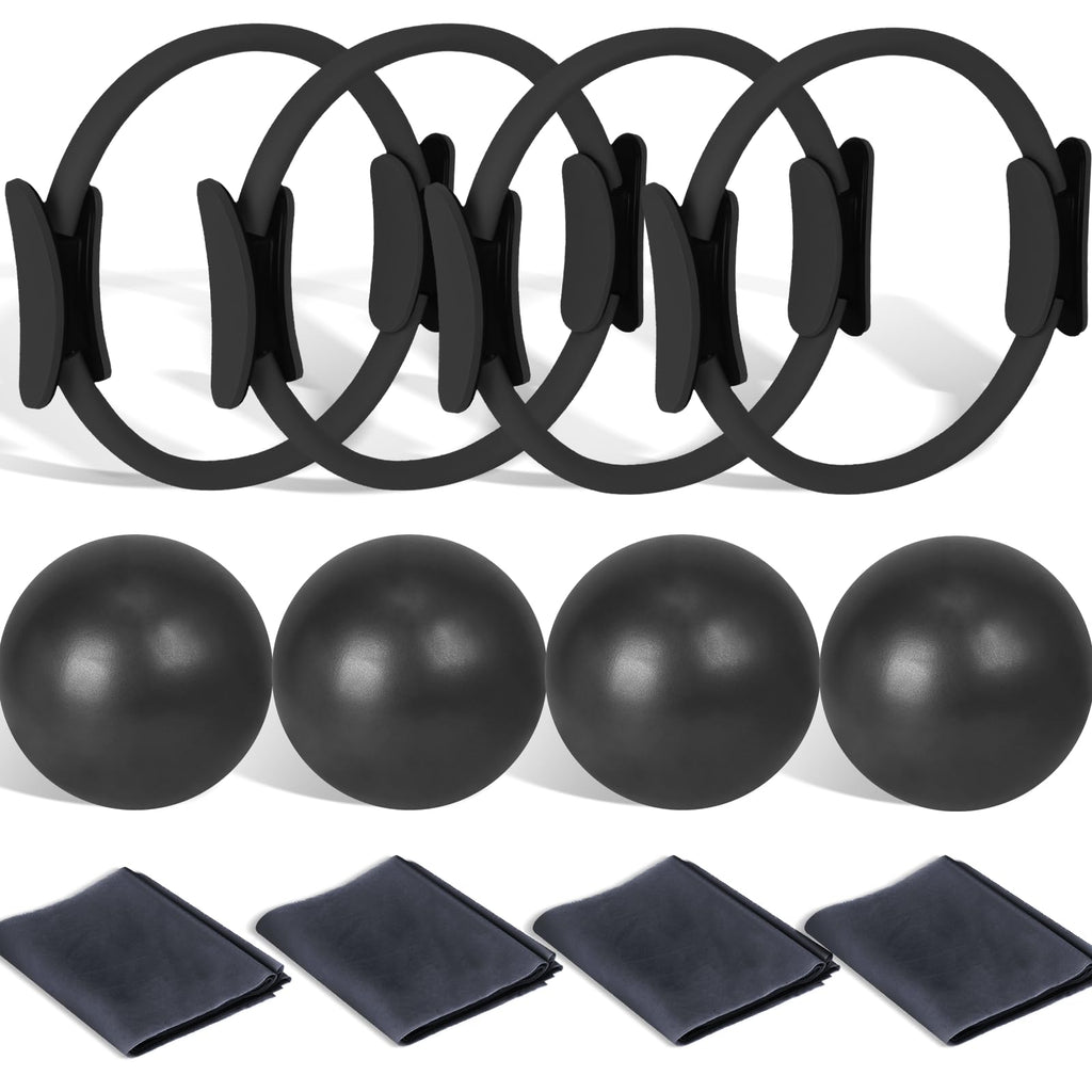Pilates Ring and Ball Set Bulk, Pilates Equipment with 12 Inch Pilates Circle Rings, Small Yoga Balls, Resistance Bands, Pilate Essential Kit Bulk for Home Workouts Women, Pilates & Yoga Studio