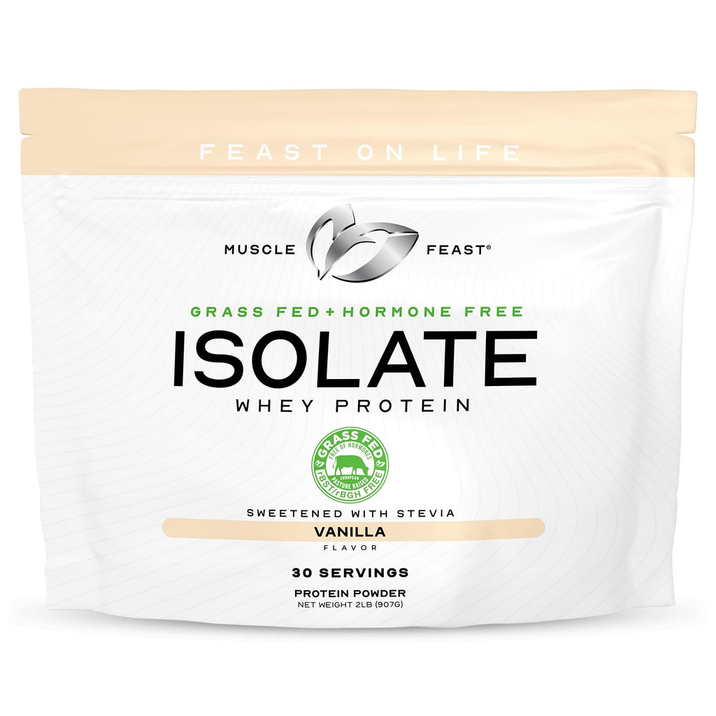 Muscle Feast Grass-Fed Whey Protein Isolate, All Natural Hormone Free Pasture Raised, Whey Isolate Protein Powder for Men and Women, Clean, Non-GMO & Gluten-Free, Isolate Protein - Unflavored, 5lb