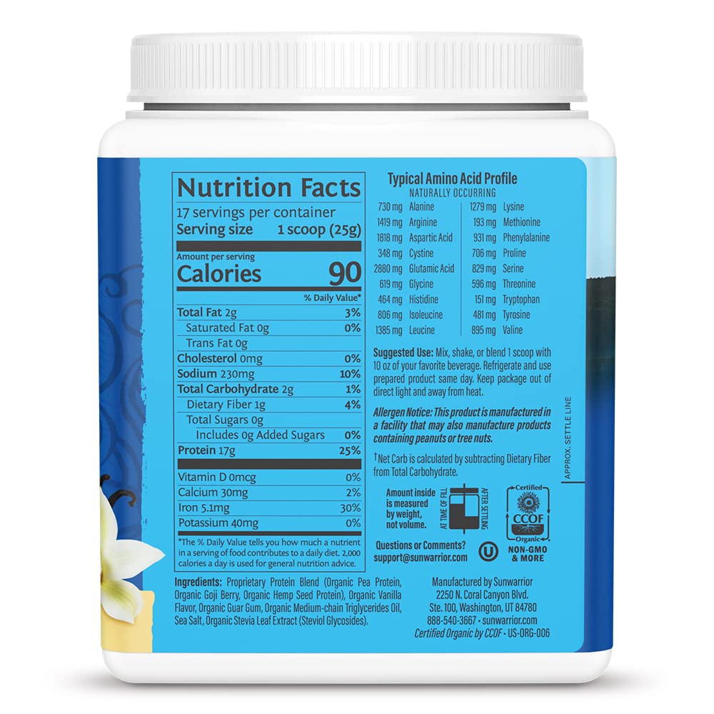 Organic Plant Based Protein Powder | Vegan Organic Protein Powder Vanilla Flavored with BCAA Amino Acids & Hemp Seed Pea Blend | Non-GMO Soy Dairy Filler & Gluten Free (Vanilla, 32 Servings)