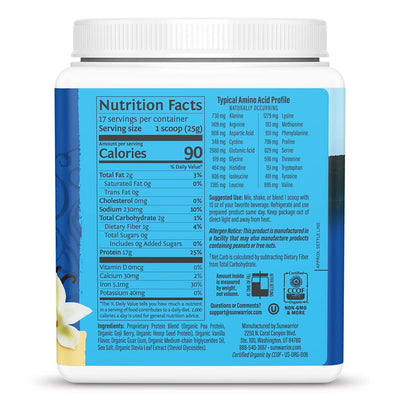 Organic Plant Based Protein Powder | Vegan Organic Protein Powder Vanilla Flavored with BCAA Amino Acids & Hemp Seed Pea Blend | Non-GMO Soy Dairy Filler & Gluten Free (Vanilla, 32 Servings)