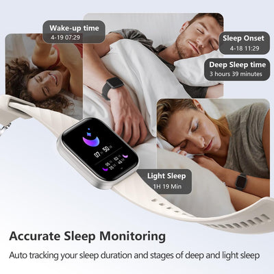 FITVII Health & Fitness Tracker (Answer/Make Calls), Smart Watch with 24/7 Heart Rate and Blood Pressure, Sleep Tracking, Blood Oxygen Monitor, 120+ Sport Modes Activity Tracker for Women Men