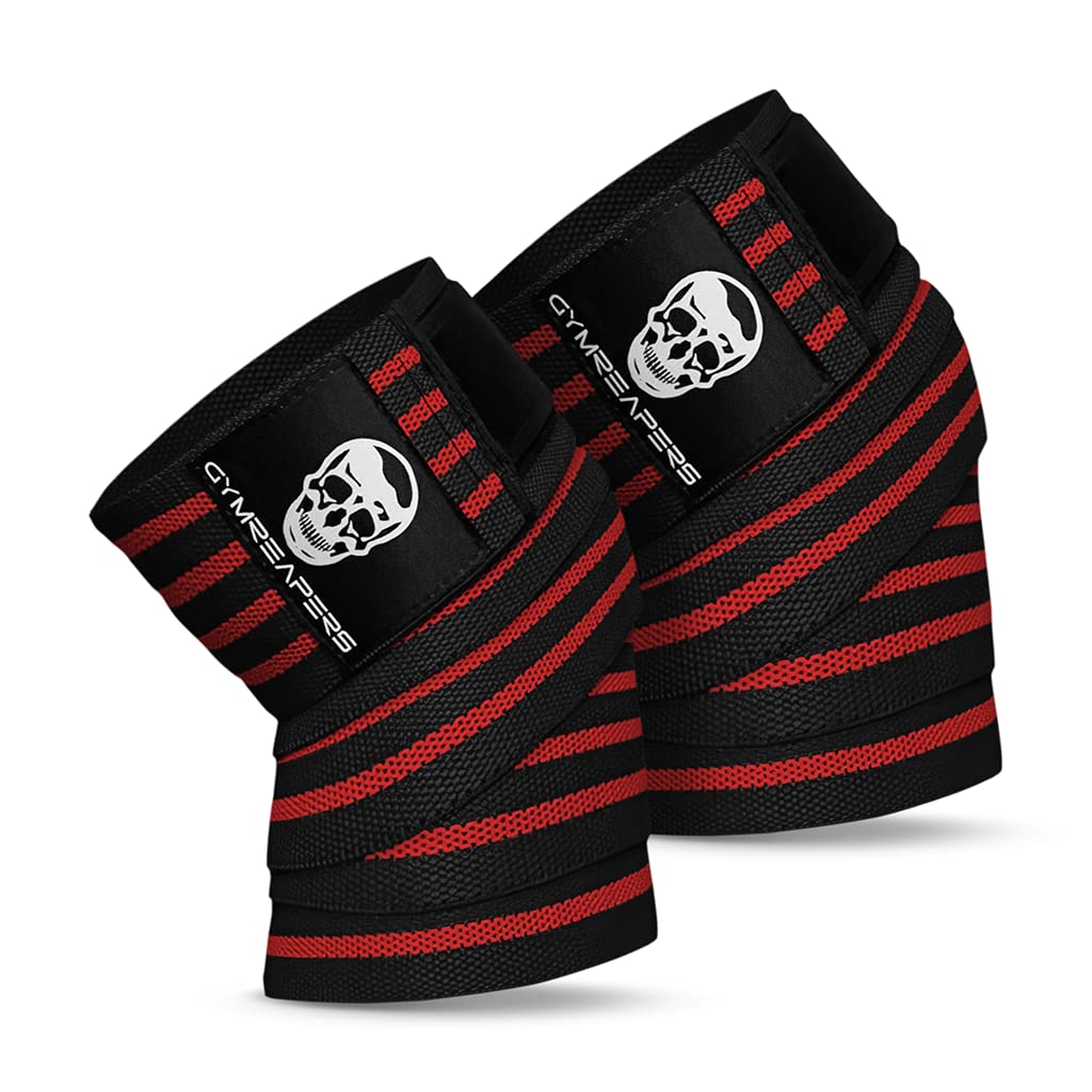 Gymreapers Knee Wraps for Squats and Powerlifting 72 Inch Compression Wraps with Strap for Men & Women Weightlifting Support