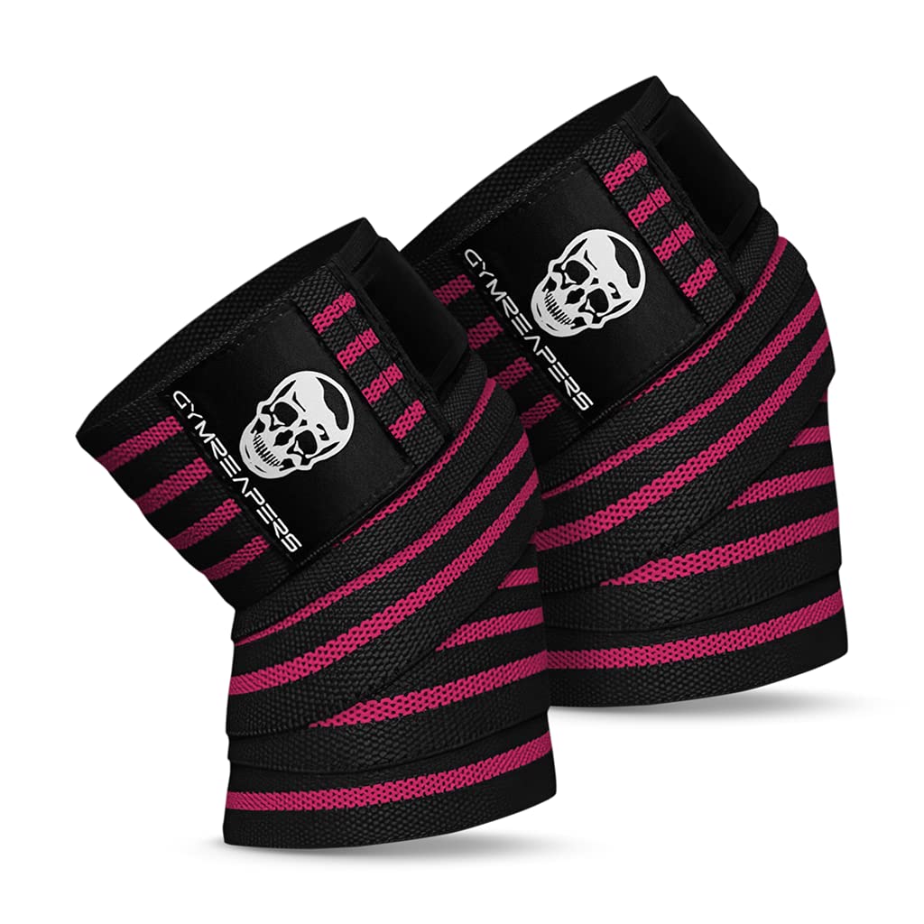 Gymreapers Knee Wraps for Squats and Powerlifting 72 Inch Compression Wraps with Strap for Men & Women Weightlifting Support