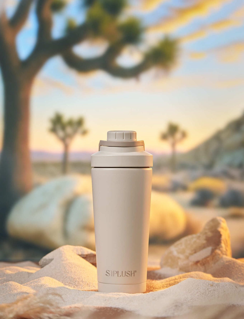 Paradise Shaker Bottle 24 oz, Insulated Stainless Steel Protein Shaker, Dishwasher Safe, with Lid Brush & Protective Boot, Leakproof Twist-Off Chug Cap, Sage Green, Tahoe Mist