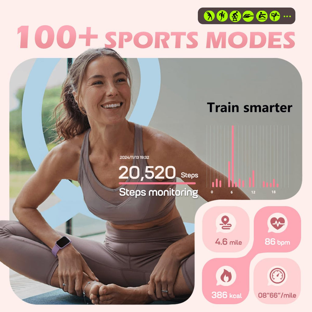 MorePro Health Fitness Tracker with Blood oxy-gen Monitor and 24/7 Heart Rate and Blood Pressure, Sleep Monitor, 120+ Sport Modes Waterproof Fitness Watch for Women Men Android iOS, Black