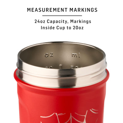 BlenderBottle Superman Strada Shaker Cup Insulated Stainless Steel Water Bottle with Wire Whisk, 24-Ounce, Man of Steel - Blue