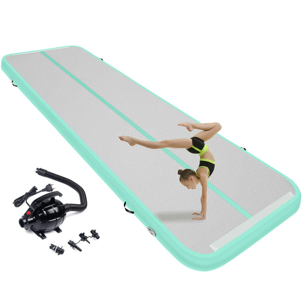 13ft/16ft/20ft Inflatable Air Gymnastics Mat Training Mats 4.3ft Widening 4 inches Thickness Gymnastics Tracks with Electric Air Pump for Home Use/Training/Cheerleading/Yoga/Water
