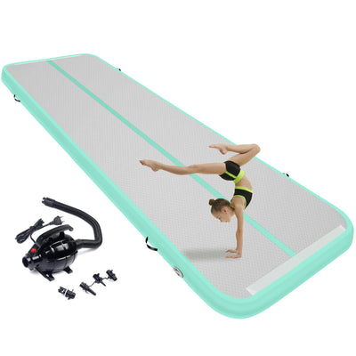 13ft/16ft/20ft Inflatable Air Gymnastics Mat Training Mats 4.3ft Widening 4 inches Thickness Gymnastics Tracks with Electric Air Pump for Home Use/Training/Cheerleading/Yoga/Water