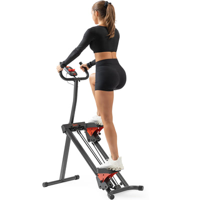 Sunny Health & Fitness Stair Stepper w/Handlebar, Extended Step Range Climber Machine for Legs, Core and Glute Workouts, Connection with Free SunnyFit App