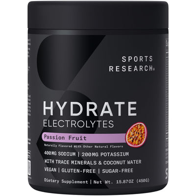 Sports Research® Hydrate Electrolytes Powder - Sugar-Free & Naturally Flavored with Vitamins, Minerals, and Coconut Water - Supports Hydration - Raspberry Lemonade - 90 Servings