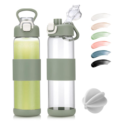 Glass Water Bottle for Protein Mixes 24 oz Protein Shaker Bottles with Whisk Ball Portable Leak Proof Shaker Blender for Fitness BPA Free
