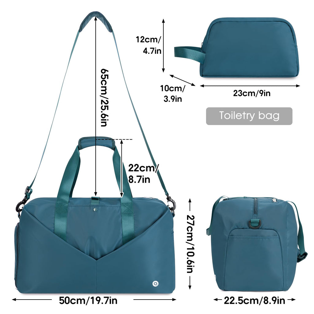 Ceneda 20" Gym Bag for Women with Wet Pocket & Shoe Compartment, Lightweight Duffel Waterproof Carry On Duffle for Travel, Yoga, Overnight (Green)