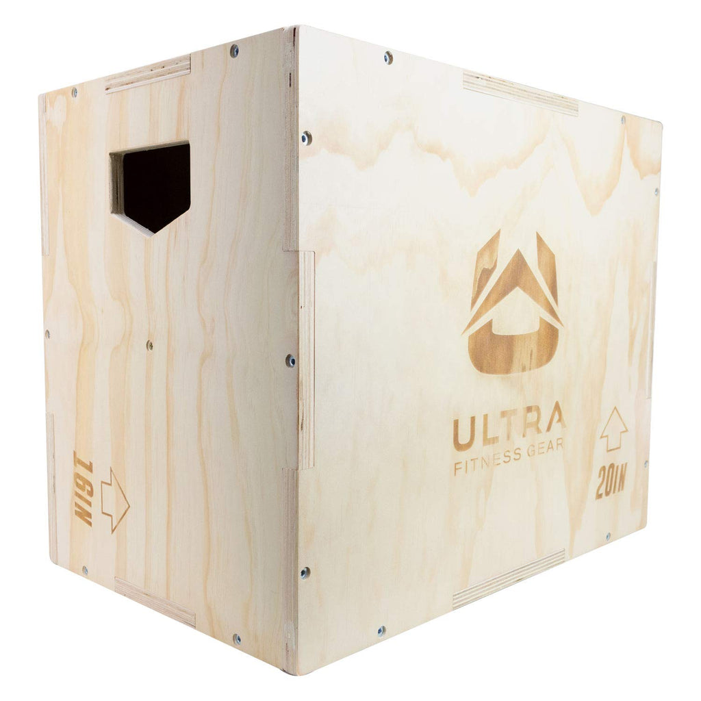 Ultra Fitness Gear Wooden Plyo Box, 31 Plyometric Jump Training Squat, Step Up, Jumps & More Workout Size S, M, L, XL