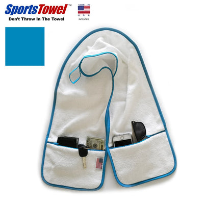 Sports Towel - 2 Zipper Pockets Hold Belongings Safe While You Exercise, at The Gym. Play Pickleball, Tennis, Golf.100% Cotton Ring Spun Loops Super Soft and Absorbent (Mint)