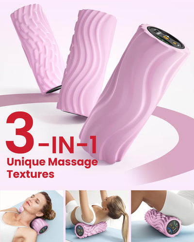 FITINDEX Vibrating Foam Roller for Back Pain, 5-Speed Muscle Massage, FSA HSA Eligible, Exercise, Muscles Deep Tissue, Physical Therapy, Pilates, Yoga, Neck, Leg, Rechargeable, Travel Portable Gray