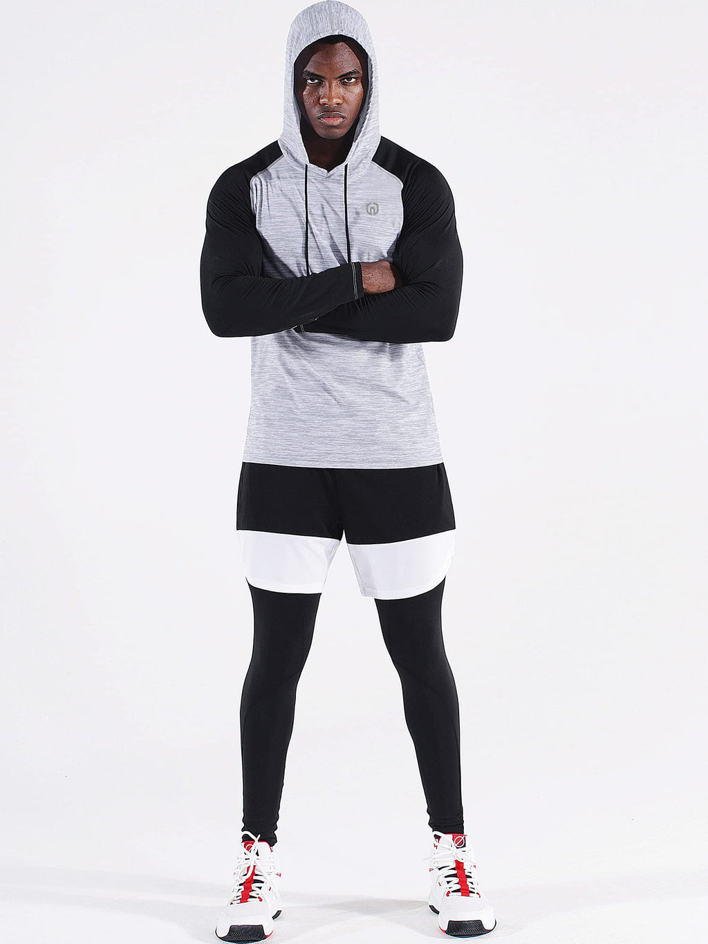 NELEUS Men's Dry Fit Athletic Shirt Workout Running Long Sleeve Shirts with Hoods