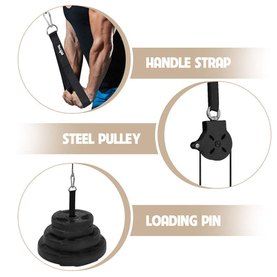 Yes4All Cable Machine Attachment, Row Handles, Tricep Rope, Straight Bar, V Bar, LAT Pulldown Accessories Load 880 LB for Home Gym
