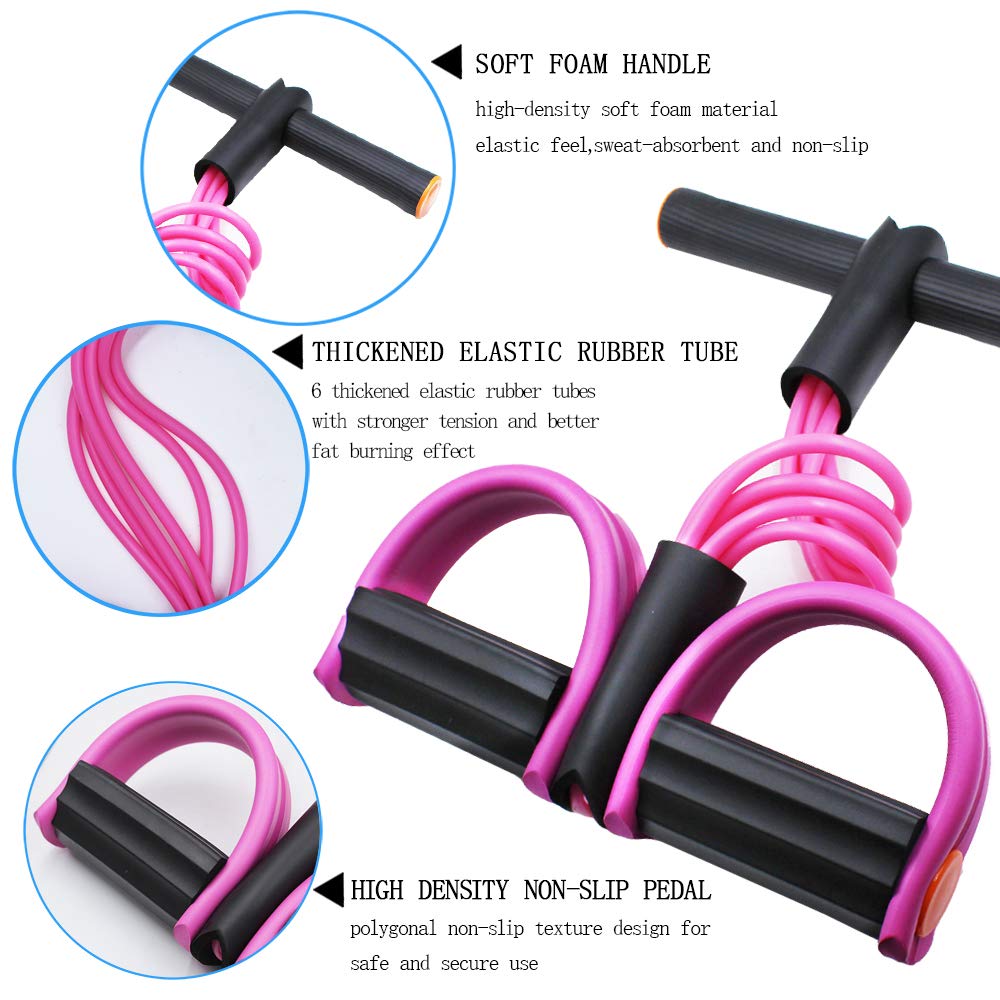Multifunction Tension Rope, 6-Tube Elastic Yoga Pedal Puller Resistance Band, Natural Latex Tension Rope Fitness Equipment, for Abdomen/Waist/Arm/Leg Stretching Slimming Training