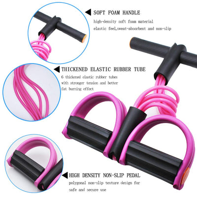 Multifunction Tension Rope, 6-Tube Elastic Yoga Pedal Puller Resistance Band, Natural Latex Tension Rope Fitness Equipment, for Abdomen/Waist/Arm/Leg Stretching Slimming Training