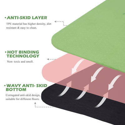 Yoga Mat Non Slip, Pilates Fitness Mats, Eco Friendly, Anti-Tear 1/4" Thick Yoga Mats for Women, Exercise Mats for Home Workout with Carrying Sling and Storage Bag