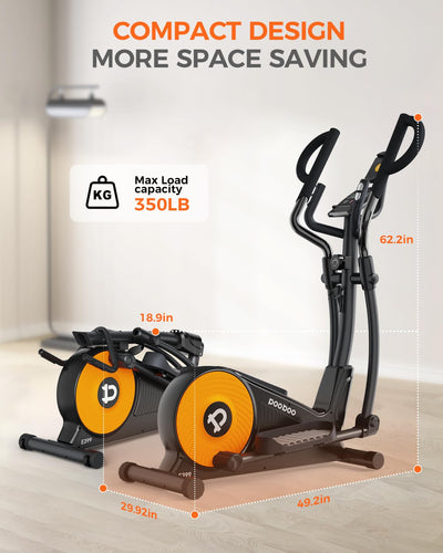 pooboo Elliptical Machine, Elliptical Exercise Machine with 16-Level Resistance&Hyper-Quiet Magnetic Driving System, Elliptical Machine for Home with LCD Monitor&15.5IN Stride, 350LBS Weight Capacity