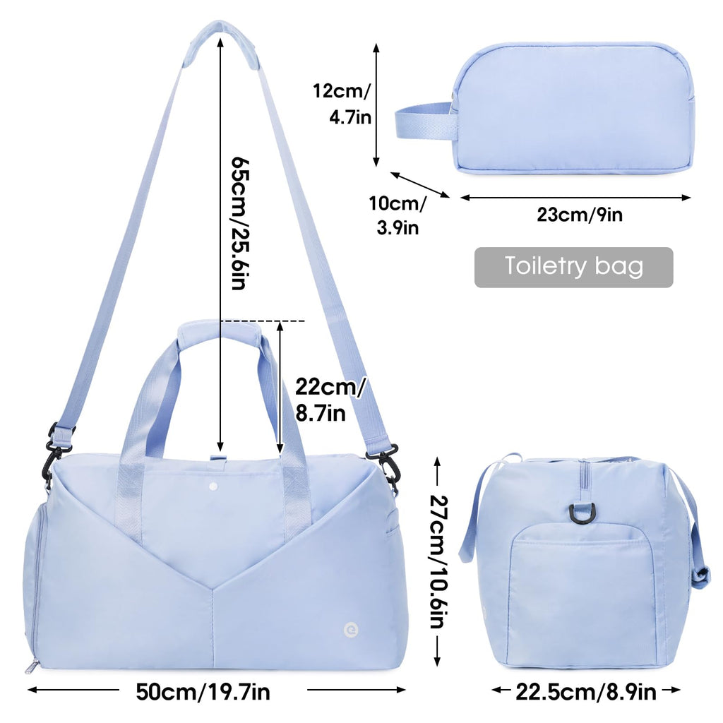 Ceneda 20" Gym Bag for Women with Wet Pocket & Shoe Compartment, Lightweight Duffel Waterproof Carry On Duffle for Travel, Yoga, Overnight (Green)