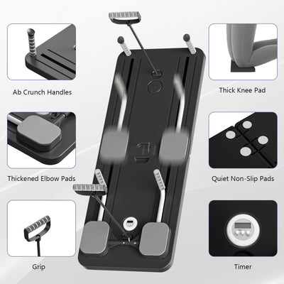 JANUA Pilates Board - Pilates Reformer Set, Multi-Purpose Foldable Pilates Reformer Board for Home, 5 in 1 Pilates Sliding Board