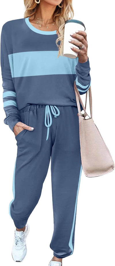 Aloodor Sweatsuit for Women 2 Piece Outfits for Womens Crewneck Sweatshirts Pullover
