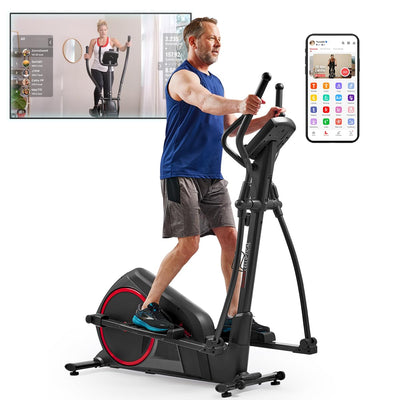 Sunny Health & Fitness Smart Elliptical Full-Body Cross Training Machine w/Extended Stride, Cardio Exercise Trainer for Home, Free SunnyFit App Bluetooth Connection, Optional 12" or 16" Stride Length