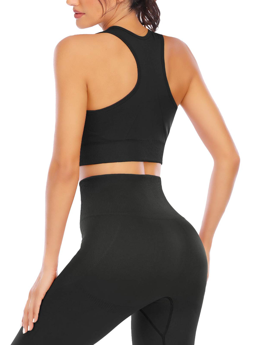 Workout Sets for Women 2 Piece High Waisted Seamless Leggings with Padded Stretchy Sports Bra Sets Gym Clothes