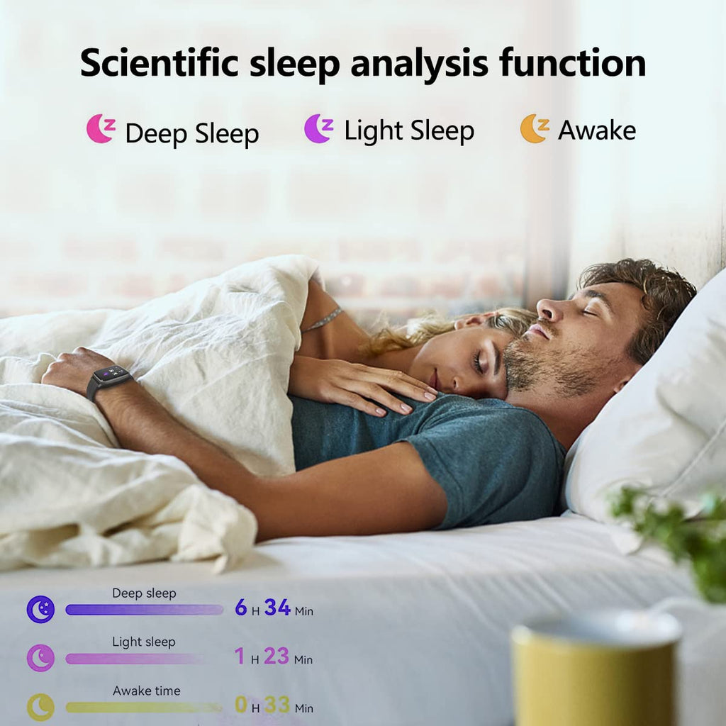 FITVII Fitness Tracker, Smart Watch with 24/7 Blood Pressure Heart Rate and Blood Oxygen Monitor, Sleep Tracker with Calorie Step Counter, IP68 Waterproof Activity Tracker for Women Men Android iOS