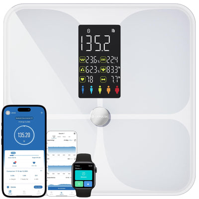 Lepulse Scale for Body Weight, Smart Digital Bathroom Weight Scale with BMI Muscle Mass 20 Body Composition Metrics,4.68"Large Display Body Fat Scales, Heart Rate, Accurate Bluetooth Weighing with App