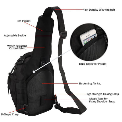 Tactical Shoulder Bag,1000D Outdoor Military Sling Daypack Backpack