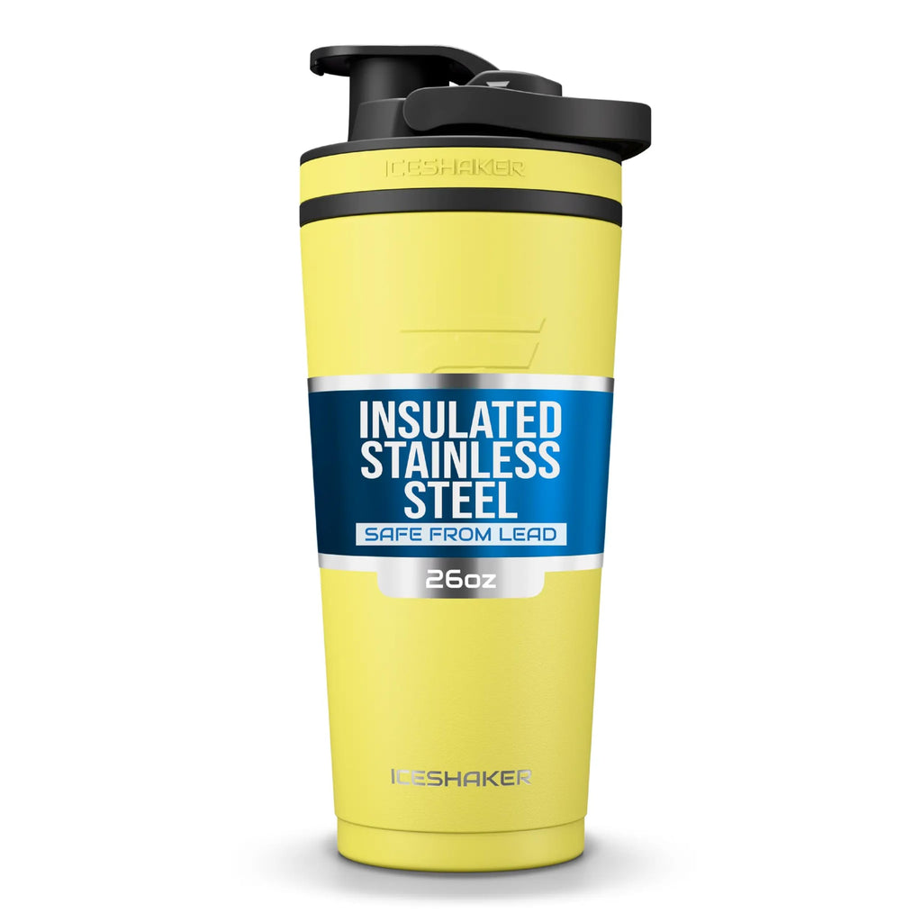 Ice Shaker Insulated Stainless Steel Shaker Bottle | 26oz, Navy/Mint | Cold for 30+ Hours | Insulated Cup with Twist-on Agitator | Odor-Free Bottle for Protein Shakes, Water, Smoothies, Cocktails