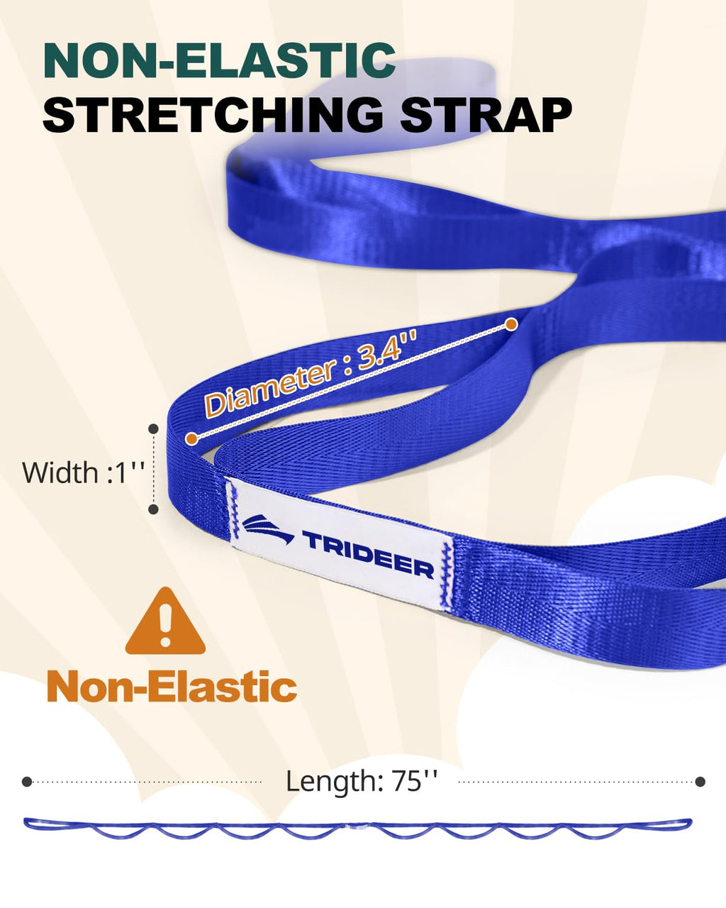 Trideer Stretching Strap Yoga Strap Physical Therapy for Home Workout, Exercise, Pilates and Gymnastics, 10 Loops Non-Elastic Stretch Bands with Aesthetic Packaging for Women & Men