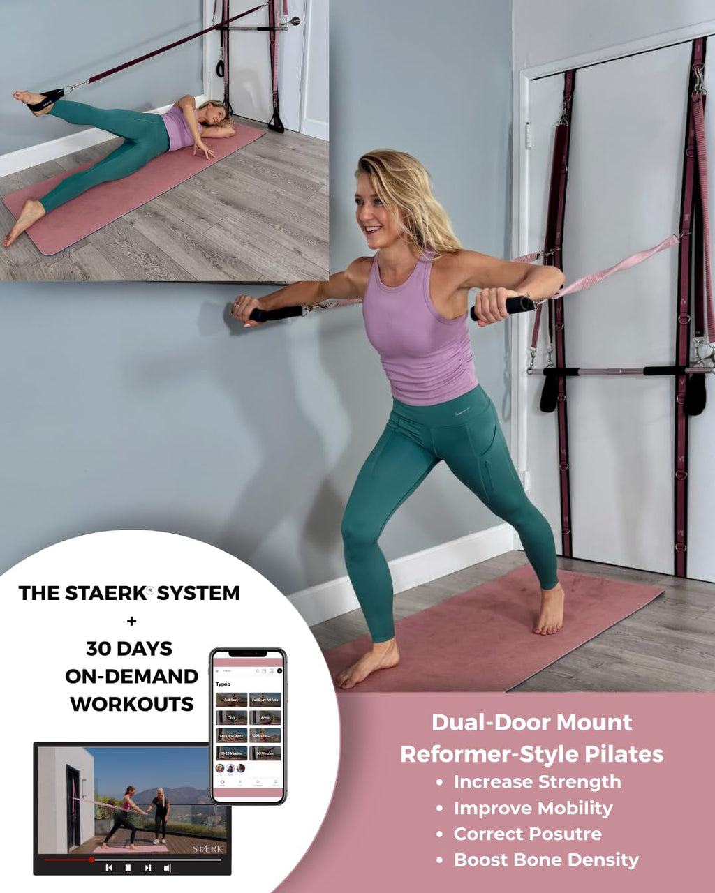 STAERK Pilates Suspension Training System - Premium Resistance Training Kit - At-Home Pilates for Strength & Flexibility - Resistance Bands Set for Home Gym, Travel, and Outdoors