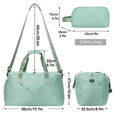 Ceneda 20" Gym Bag for Women with Wet Pocket & Shoe Compartment, Lightweight Duffel Waterproof Carry On Duffle for Travel, Yoga, Overnight (Green)