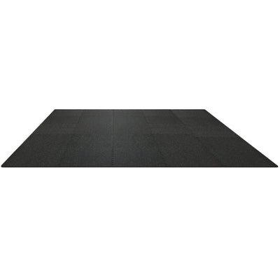 VEVOR 0.56Inch 48sq.ft 12 Tiles Gym Flooring for Home Gym, Rubber Top with High Density EVA Foam, 25 x 25In Gym Floor Exercise Equipment Mats, Interlocking Gym Mats, Puzzle Workout Mats, Black & Gray
