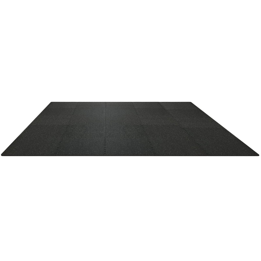 VEVOR 0.56Inch 48sq.ft 12 Tiles Gym Flooring for Home Gym, Rubber Top with High Density EVA Foam, 25 x 25In Gym Floor Exercise Equipment Mats, Interlocking Gym Mats, Puzzle Workout Mats, Black & Gray