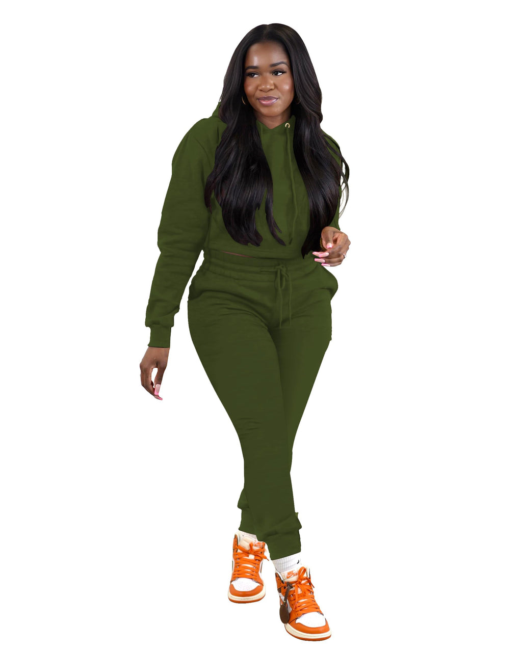 TOPSRANI Womens Two Piece Outfits Bodycon Tracksuit Sweatsuits Hoodie Solid Jogger Biker Workout Lounge Long Sleeve Pant Sets