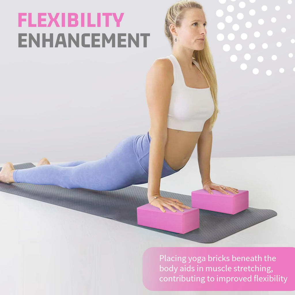 Yoga Blocks 2 Pack, EVA Foam Yoga Block Supportive, Non-Slip Exercise Blocks, Yoga Accessories for Pilates, Meditation, Balance, Stretching and Deep Poses