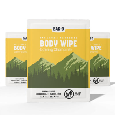 Bar-D Biodegradable Body Wipes with Tea Tree Oil & Aloe Vera - Refreshing Shower Wipes Great for Camping, Hiking, Post Workout and Travel (3-Pack, 10 Wipes/Pack)