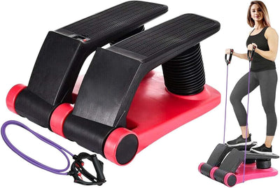 Stepper Climber Fitness Machine, Air Stair Climber Stepper Machine, Cardio Training Step Climber Machine Adjustable Fitness Exercise Machine Resistance Bands, Comfortable Foot Pedals