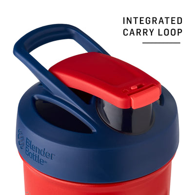 BlenderBottle Superman Strada Shaker Cup Insulated Stainless Steel Water Bottle with Wire Whisk, 24-Ounce, Man of Steel - Blue