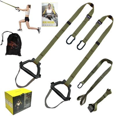 Bodyweight Resistance Training Straps, Complete Home Gym Fitness Trainer kit for Full-Body Workout, Included Door Anchor, Extension Strap, Fitness Guide