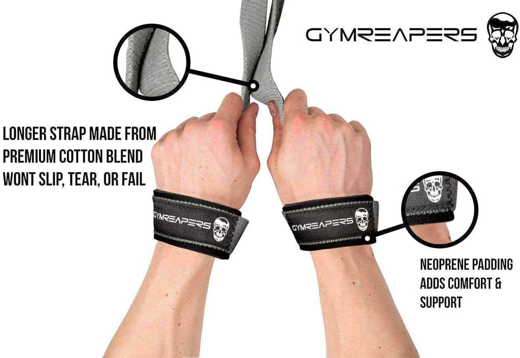 Gymreapers Lifting Wrist Straps for Weightlifting, Bodybuilding, Powerlifting, Strength Training, & Deadlifts - Padded Neoprene with 18 inch Cotton
