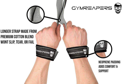 Gymreapers Lifting Wrist Straps for Weightlifting, Bodybuilding, Powerlifting, Strength Training, & Deadlifts - Padded Neoprene with 18 inch Cotton