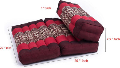 GABUR Foldable Meditation Cushion, 100% Kapok, Red Elephants, 25.5"x19.5"