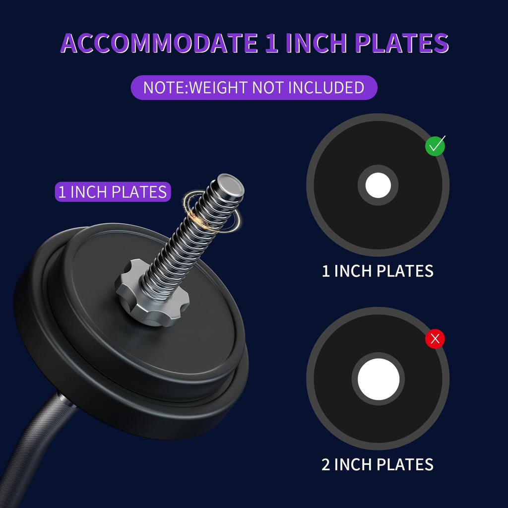 47" EZ Curl Bar Weight Lifting Bar, 1-inch Curling Bars for Weight lifting, Barbell bar for Hip Thrusts/Squats/Lunges for Gym and Home, With 2 Star Double Risk Star-nuts (220lb Weight Capacity)